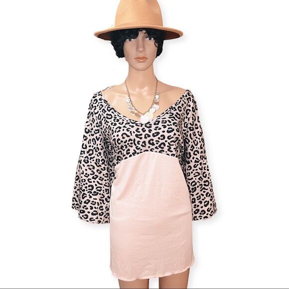 Leopard Shoulder Pink Blouse -XL - Picture 1 of 9